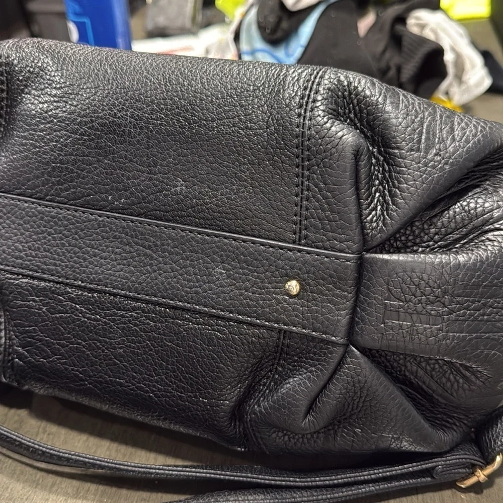 Carolina Herrera Black Monogram Embossed Leather Dahlia Hobo
